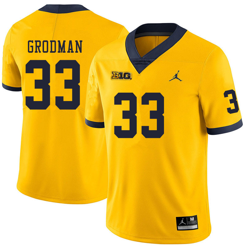 Men #33 Louis Grodman Michigan Wolverines College Football Jerseys Sale-Yellow